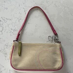Coach Cream and Pink Shoulder Bag